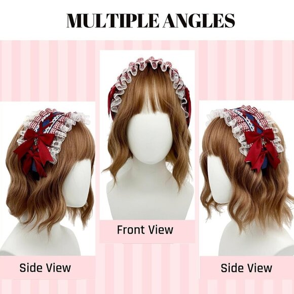 Denim Headband Womens Lolita Lace Cherry Bowknot Cosplay Hair Accessory main image 4